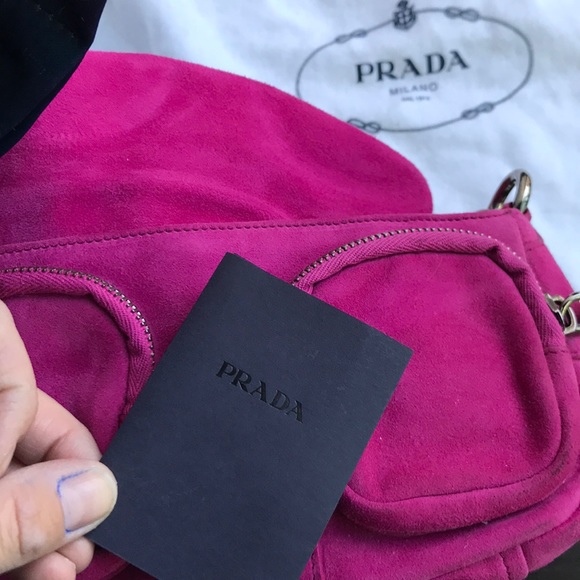 Prada Pattina Fuxia Camoscio Micro Suede Handbag - Picture 5 of 5